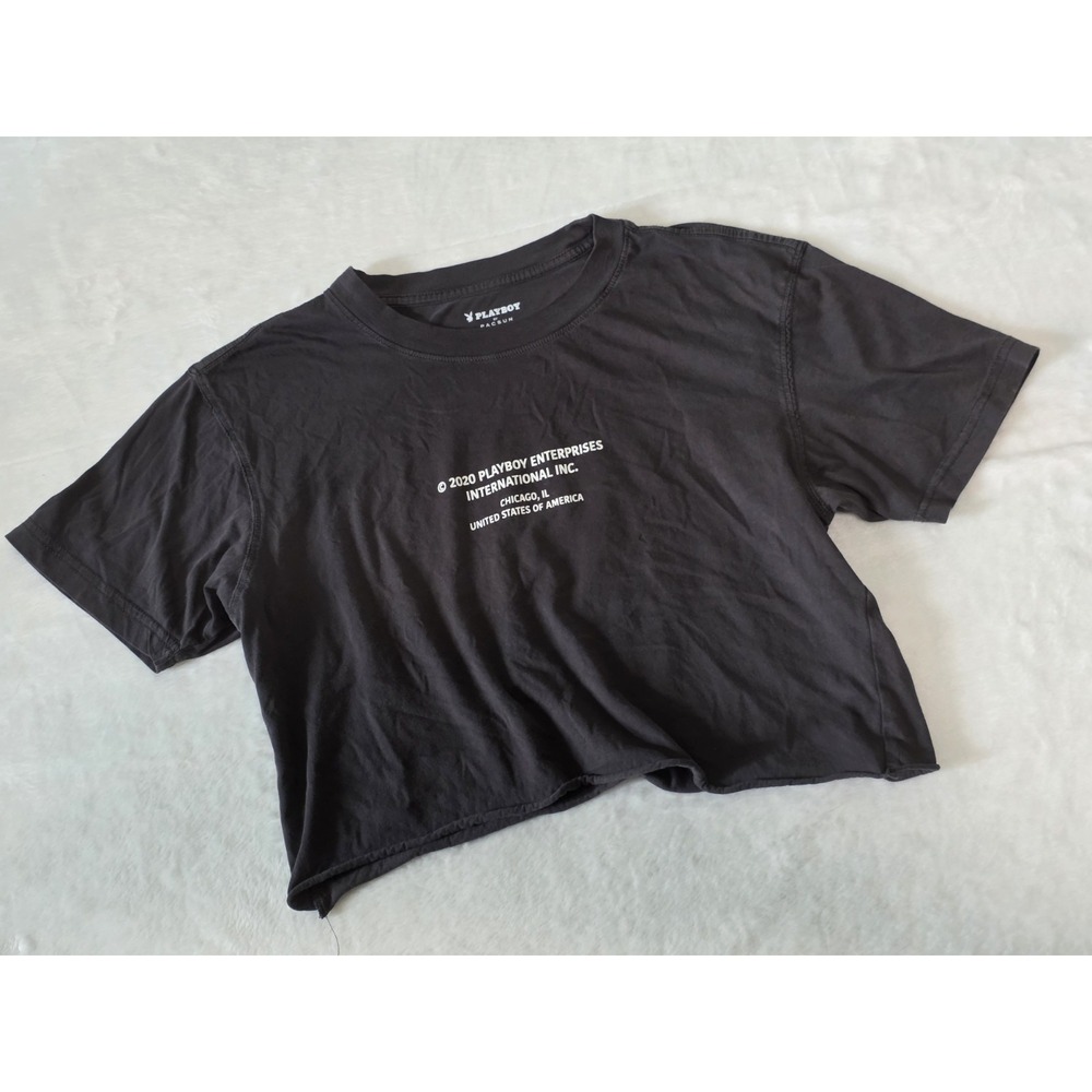 Playboy PacSun Womens XS Enterprises International Pacsun Gray Cropped T Shirt